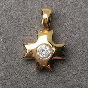 18K Gold Good Luck Pendant: White Zircon Gemstone Charm