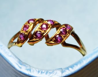 9K Gold Ruby Ring: Antique Style July Birthstone