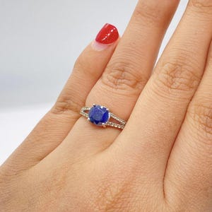 Natural Blue Sapphire ~Blue Sapphire Ring ~Sapphire Jewelry ~Anniversary Gift ~White Gold Plated ~September Birthstone- Ring Size UK J, US 5