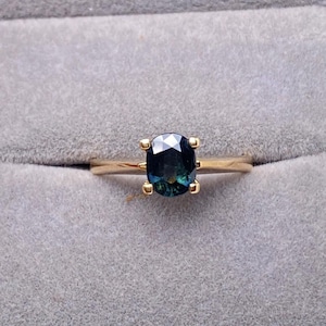 Natural Blue Sapphire Ring ~Solid 9K Gold Ring ~ Engagement ring ~ Lady Ring~ Anniversary Gift ~September Birthstone- Ring Size UK M, US 6.5