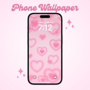 Pink Heart Aesthetic Phone Wallpaper | Cute Y2K Blurred Heart Background | Girly iPhone Lockscreen | Soft Pink Wallpaper for iOS & Android
