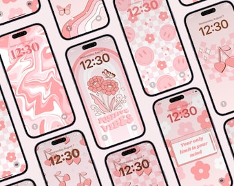 9 Groovy Phone Wallpapers | Cute iPhone Wallpaper Pack | Aesthetic Lock Screen | Retro Backgrounds | IOS/Android Digital Wallpaper Download
