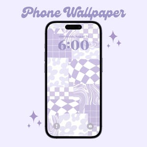 Lindo fondo de pantalla para teléfono / Fondo de pantalla de collage morado para iPhone / Fondo estético para teléfono inteligente / Descarga de fondo de pantalla digital para iOS / Android