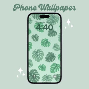 Monstera Phone Wallpaper | Botanical iPhone Wallpaper | Aesthetic Lock Screen | Tropical Background | IOS/Android Digital Wallpaper Download