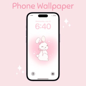 Coquette Bunny Phone Wallpaper | Cute Soft Girl iPhone Wallpaper | Light Pink Balletcore Wallpaper | IOS/Android Digital Wallpaper Download