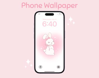 Coquette Bunny Phone Wallpaper | Cute Soft Girl iPhone Wallpaper | Light Pink Balletcore Wallpaper | IOS/Android Digital Wallpaper Download