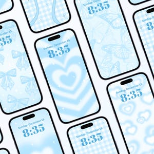 Soft Blue Coquette Aesthetic Phone Wallpaper Pack | 8 Cute Preppy Girly Phone Backgrounds | Dreamy iPhone/Android Digital Wallpaper Download