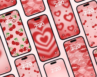 Red Coquette Phone Wallpaper 6-Pack | Romantic Y2K Wallpaper Bundle | Dreamy Heart Aesthetic iPhone & Android Backgrounds | Digital Download