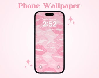 Cute Coquette Phone Wallpaper | Soft Pink Kisses Background | Dreamy Lock-Screen | Aesthetic iPhone & Android Digital Wallpaper Download