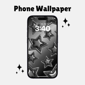 May include: A black and white phone wallpaper with a 3D star pattern. The time is 3:40. The wallpaper is on a smartphone with a black bezel.