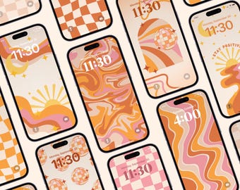 10 Groovy Phone Wallpapers | Cute iPhone Wallpaper Pack | Aesthetic Lock Screen | Retro Backgrounds | IOS/Android Digital Wallpaper Download