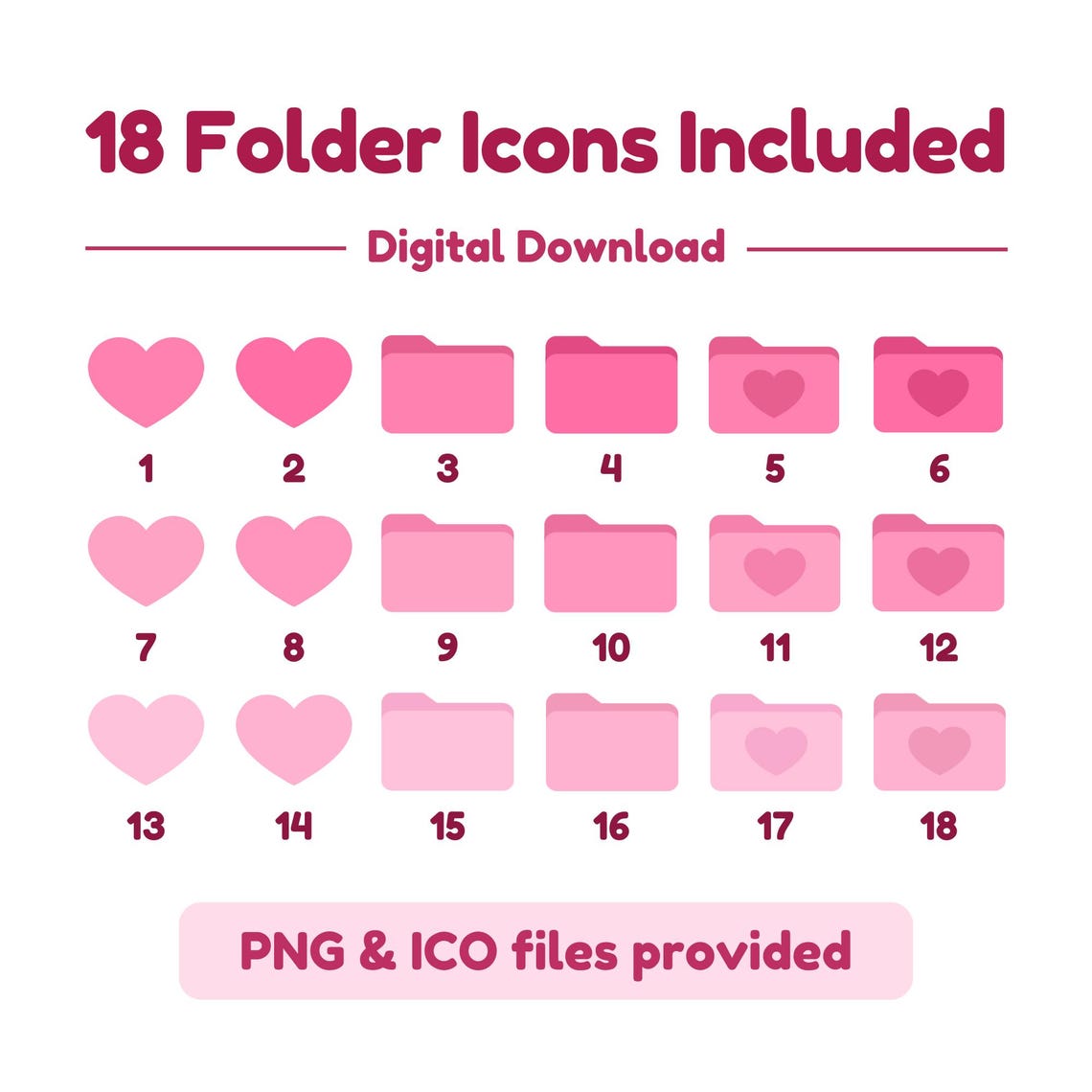 Pink Aesthetic Folder Icons, 18 Cute Desktop Folder Icons for Mac ...