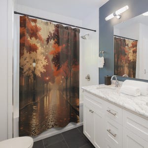 Autumn in New England Shower Curtain, Cozy Bathroom Decor, Fall Home Accessory, Seasonal Shower Curtain, Warm Autumn Vibes