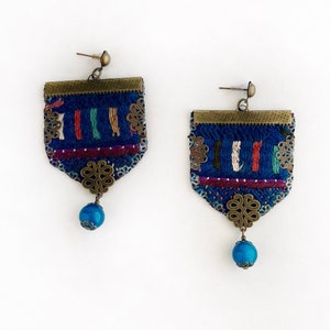 Handmade embroidery Baluchi art tassel earrings