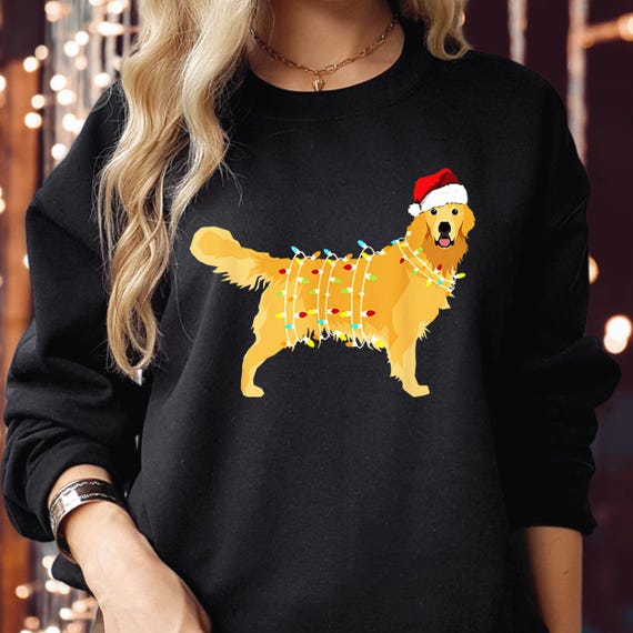 Golden Retriever Christmas Sweatshirt, Dog Lover Mom Holiday
