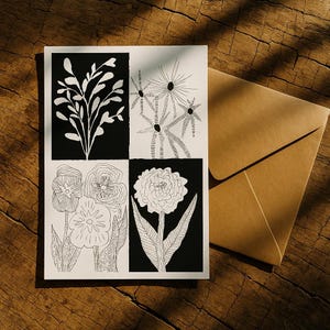 Arte de ensueño con flores en blanco y negro: Decoración infantil (descarga digital)