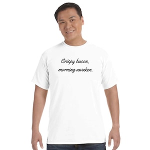 Crispy Bacon, Morning Awaken | Unisex Heavyweight Crewneck T-Shirt | Bacon lover gift