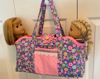 Doll Tote Bag Carryall great for 18 inch Dolls or Baby Dolls
