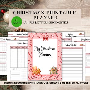 Weihnachtsplaner Digital Printable für 2024 Urlaub Festliche Organisatore Planer To Do Liste Geschenke Tracker für die Weihnachtszeit