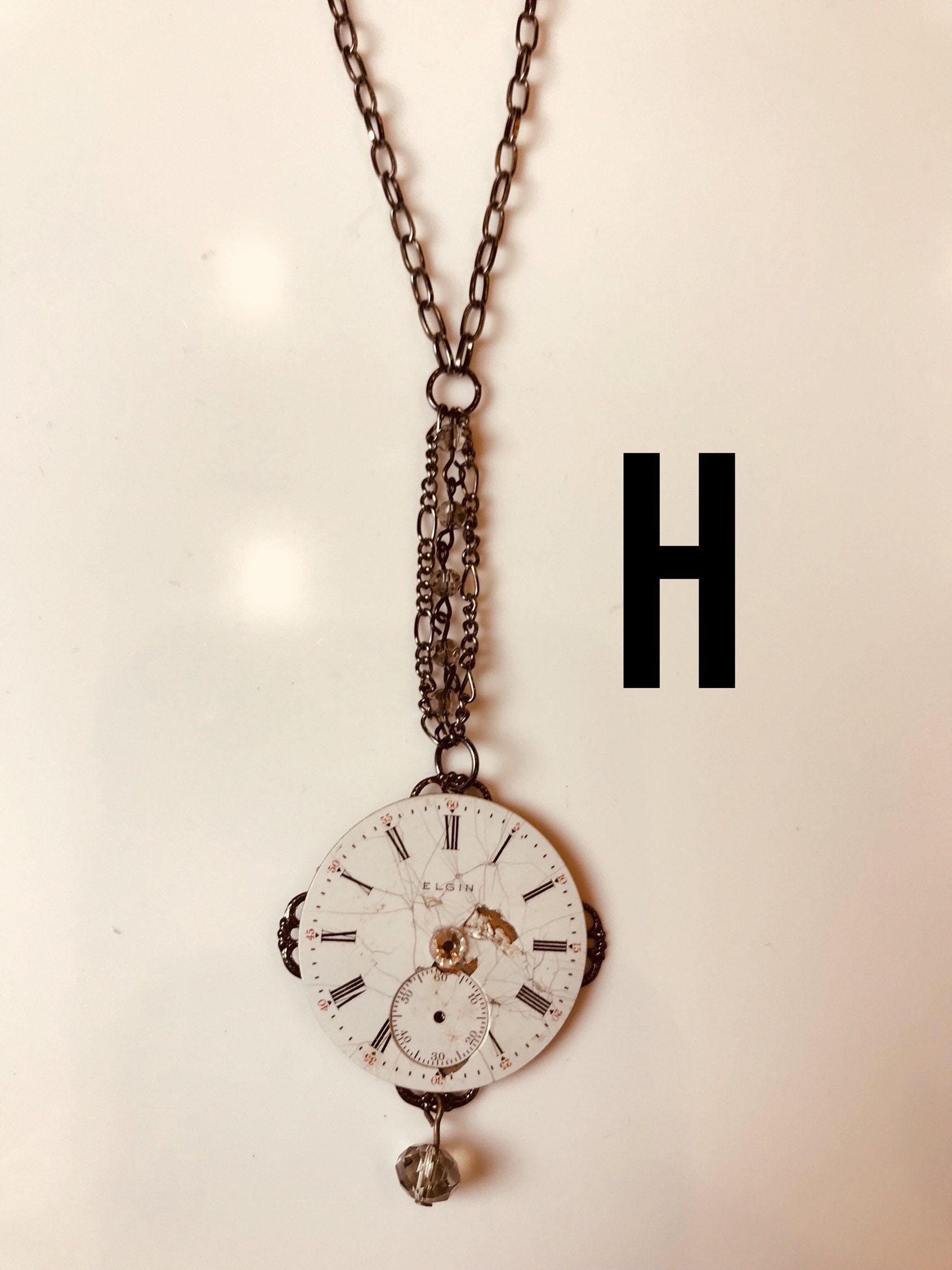 Vintage Clock Face Necklace Etsy