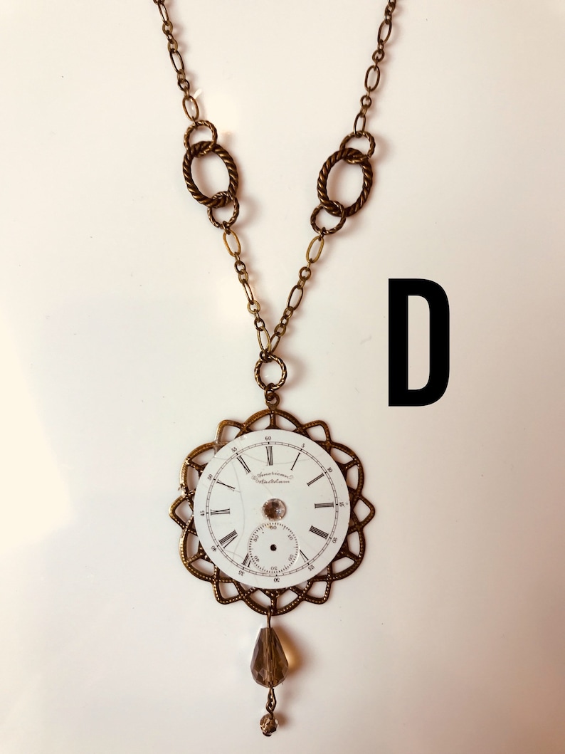Vintage Clock Face Necklace Etsy