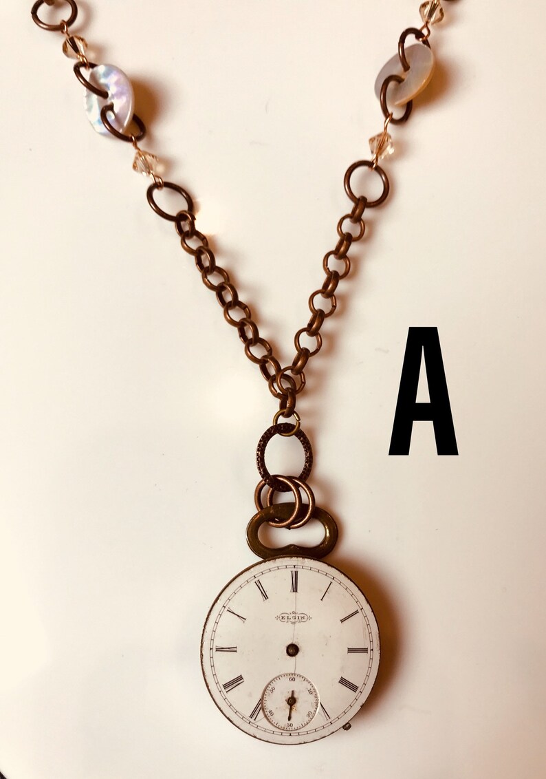 Vintage Clock Face Necklace Etsy