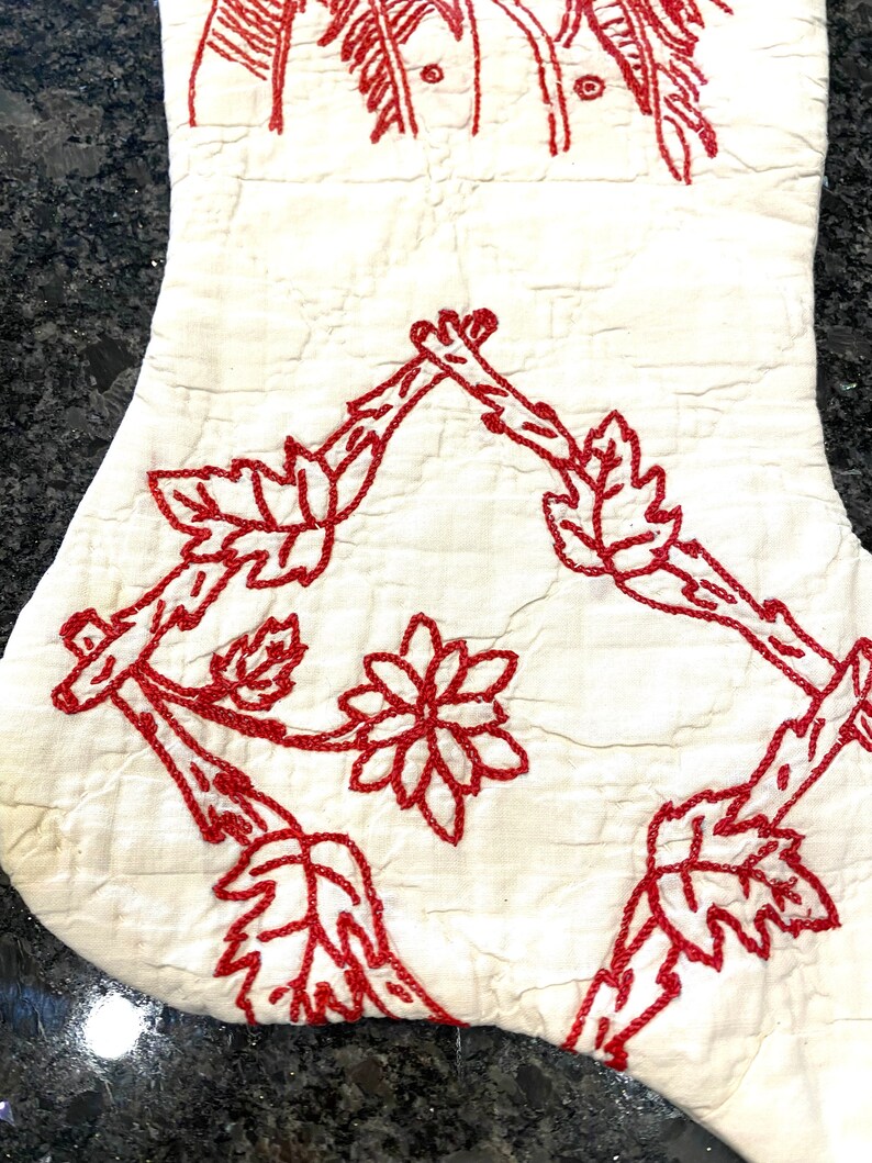 Antique Redwork Quilt Stocking Native American Chief - Etsy