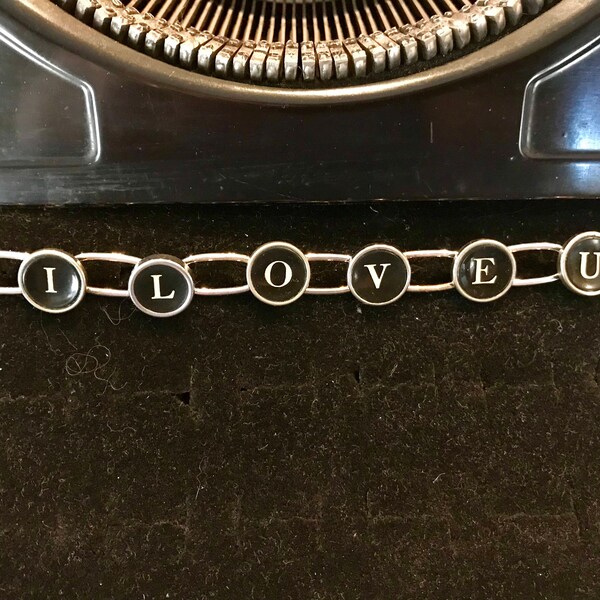 I LOVE YOU Vintage Typewriter Keys Bracelet