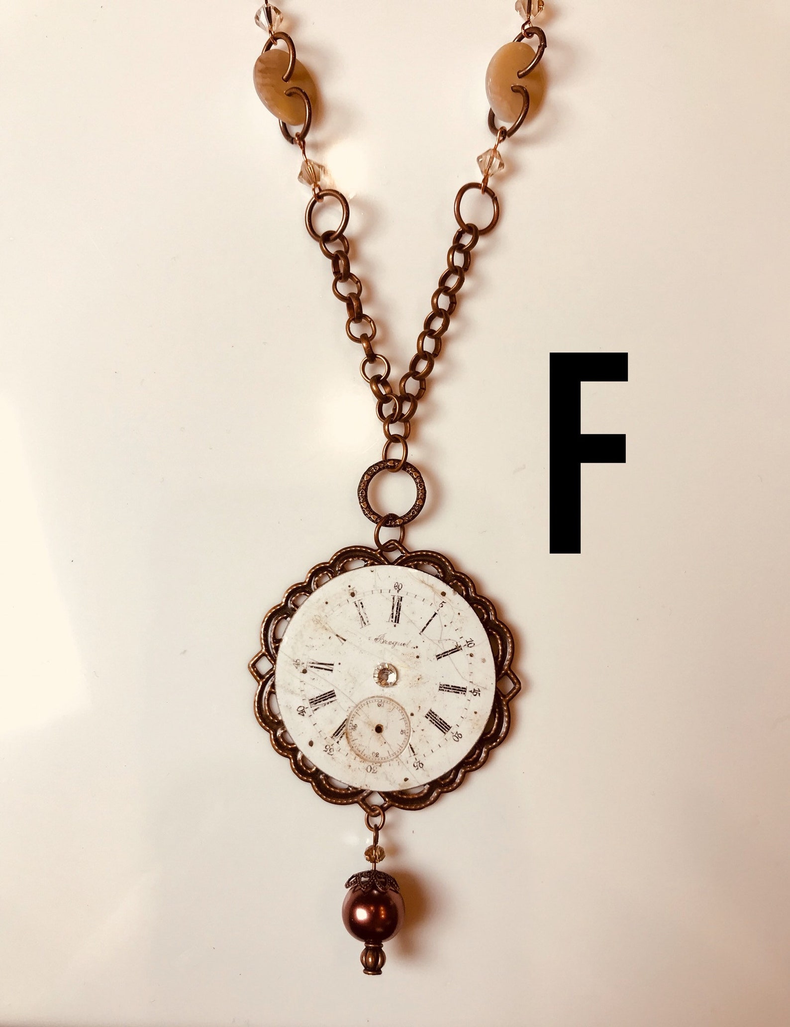 Vintage Clock Face Necklace Etsy