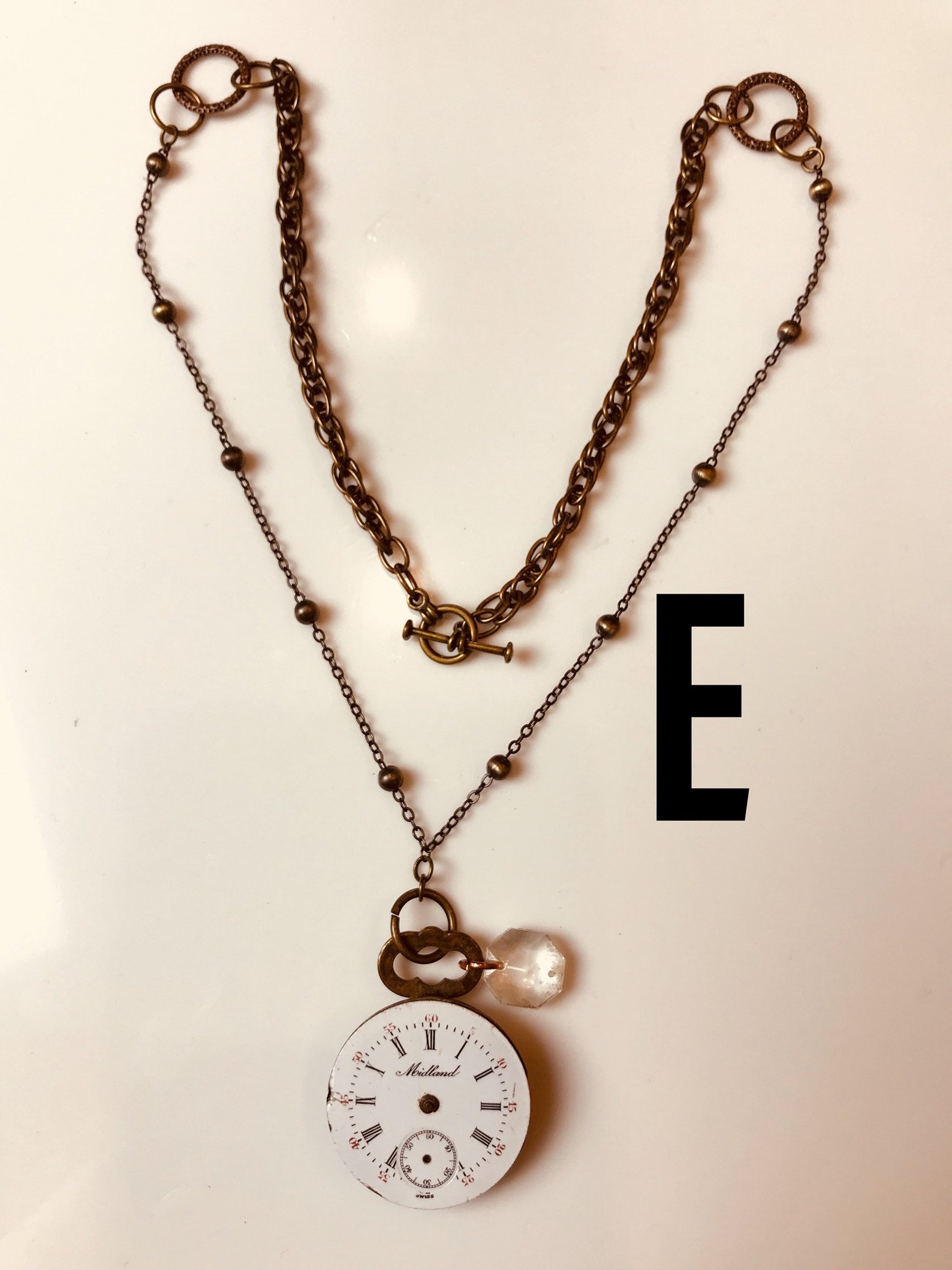 Vintage Clock Face Necklace Etsy