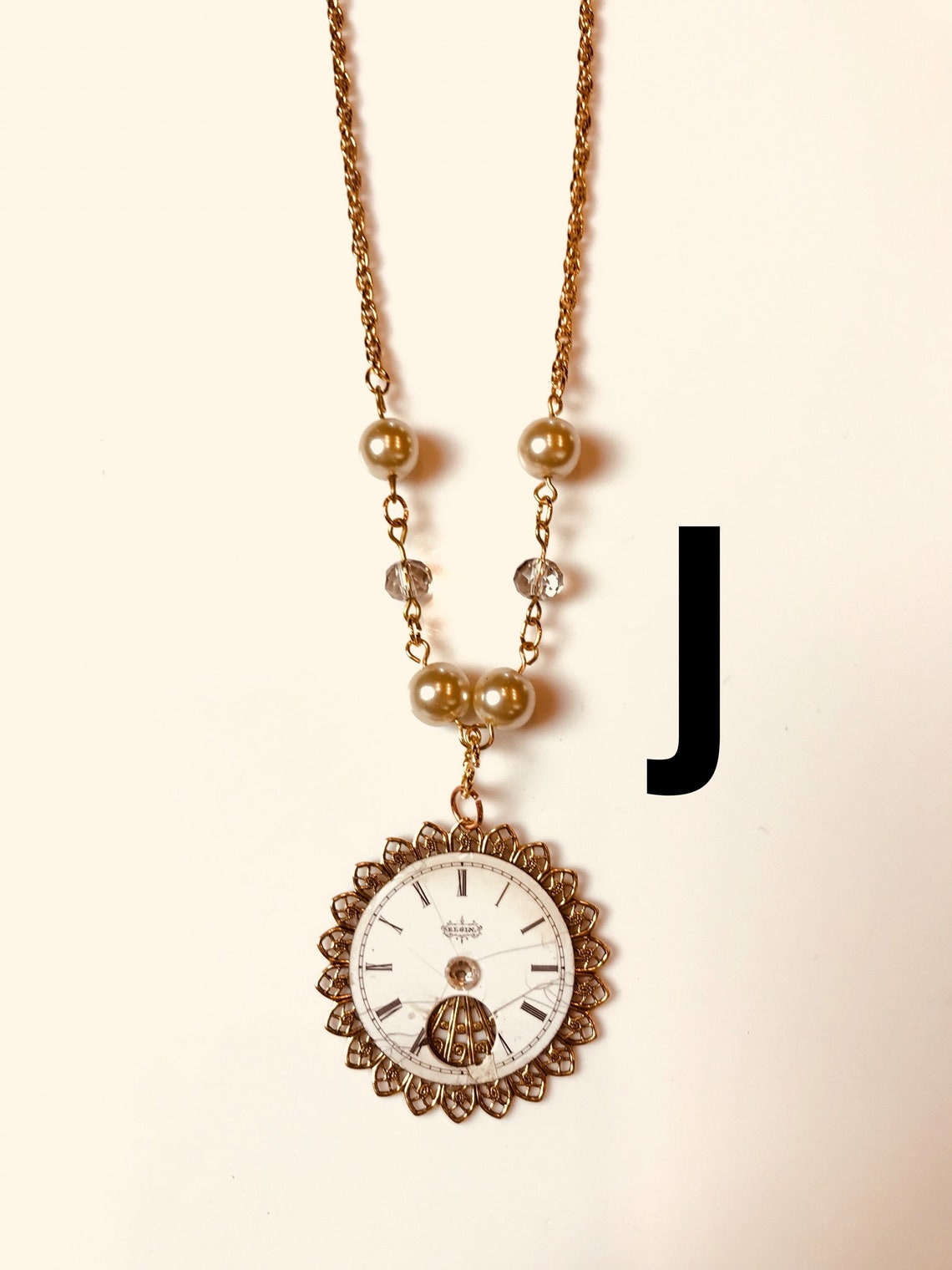 Vintage Clock Face Necklace Etsy