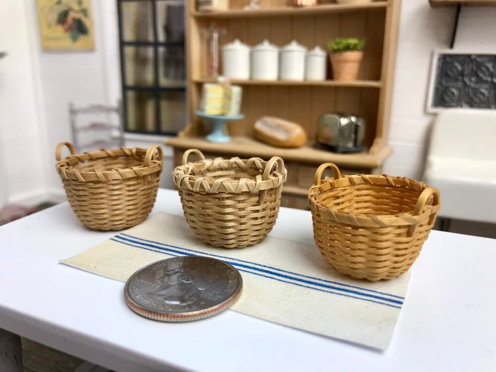 Miniature Artisan Bushel Basket 1:12 Dollhouse ash splint | Etsy