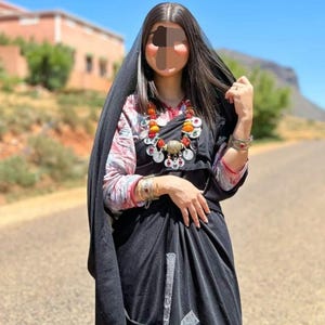 Handmade Amazigh Berber Dress for Women Traditional Moroccan Clothing, Ethnic North African Outfit, Boho Tribal Caftan Festival or Gift Idea
