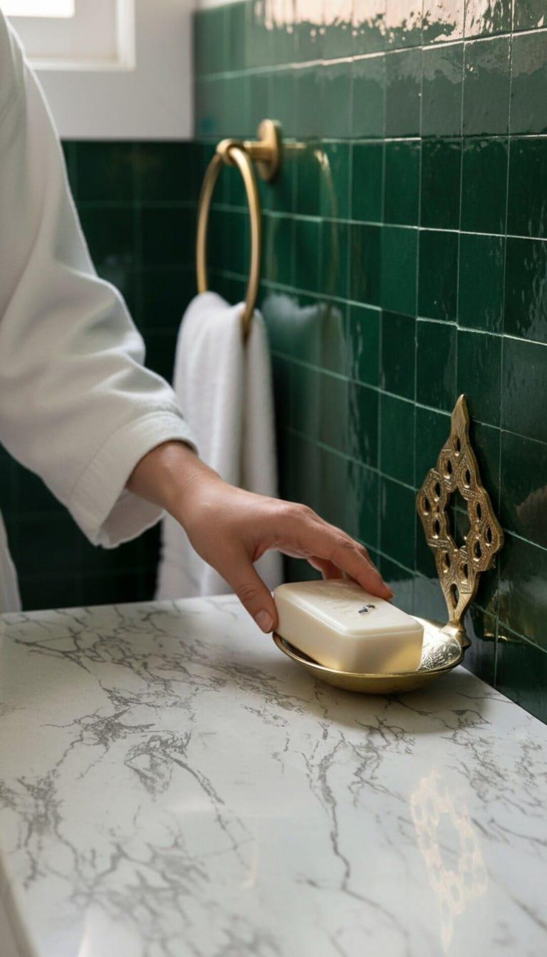 Moroccan Brass Wall-mounted Soap Dish – Handmade in Fez – Andalusian