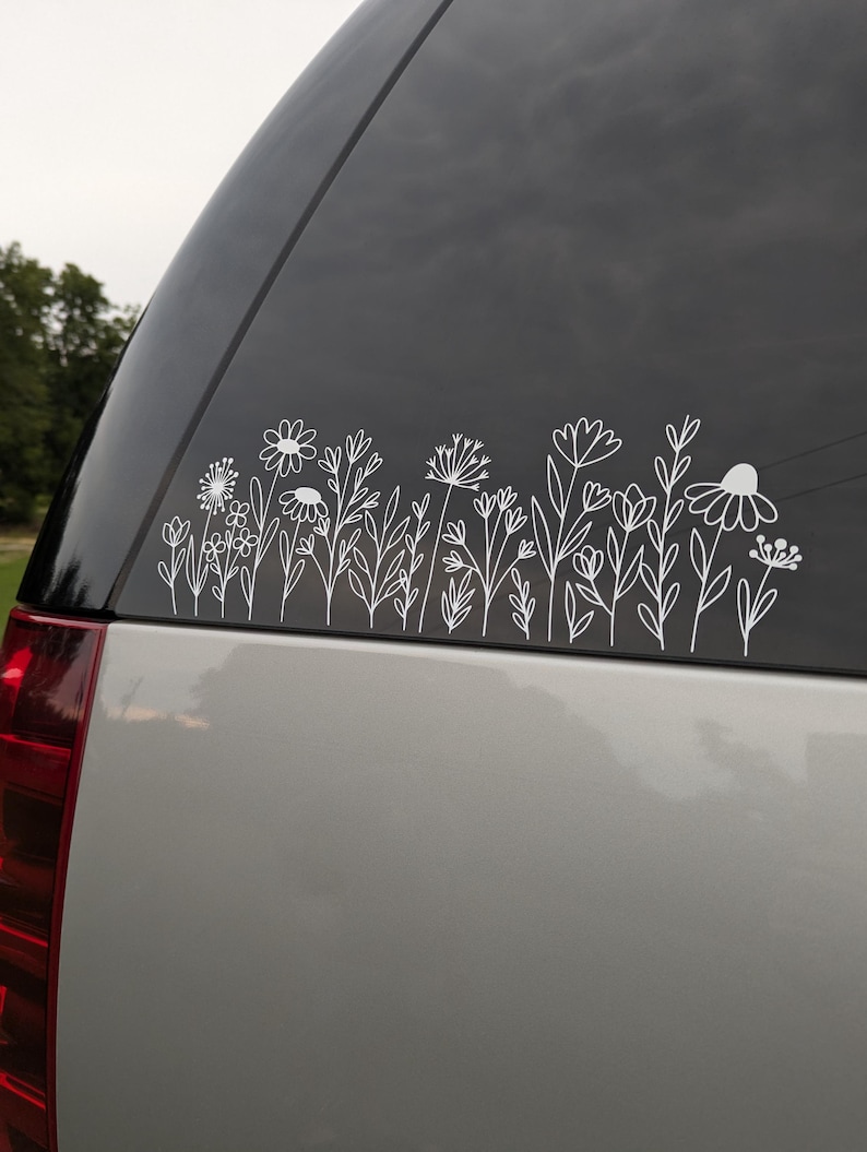 Wildflower Car Window Vinyl Decal Etsy