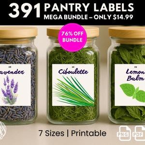 Mega Pack de Etiquetas para Despensa: 391 Pegatinas Imprimibles para Organizar la Cocina (Descarga Digital en PDF y PNG)