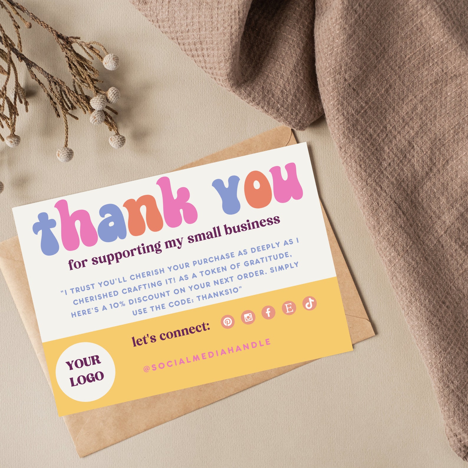 Thank You Card for Small Business Orders | Editable Canva Template ...