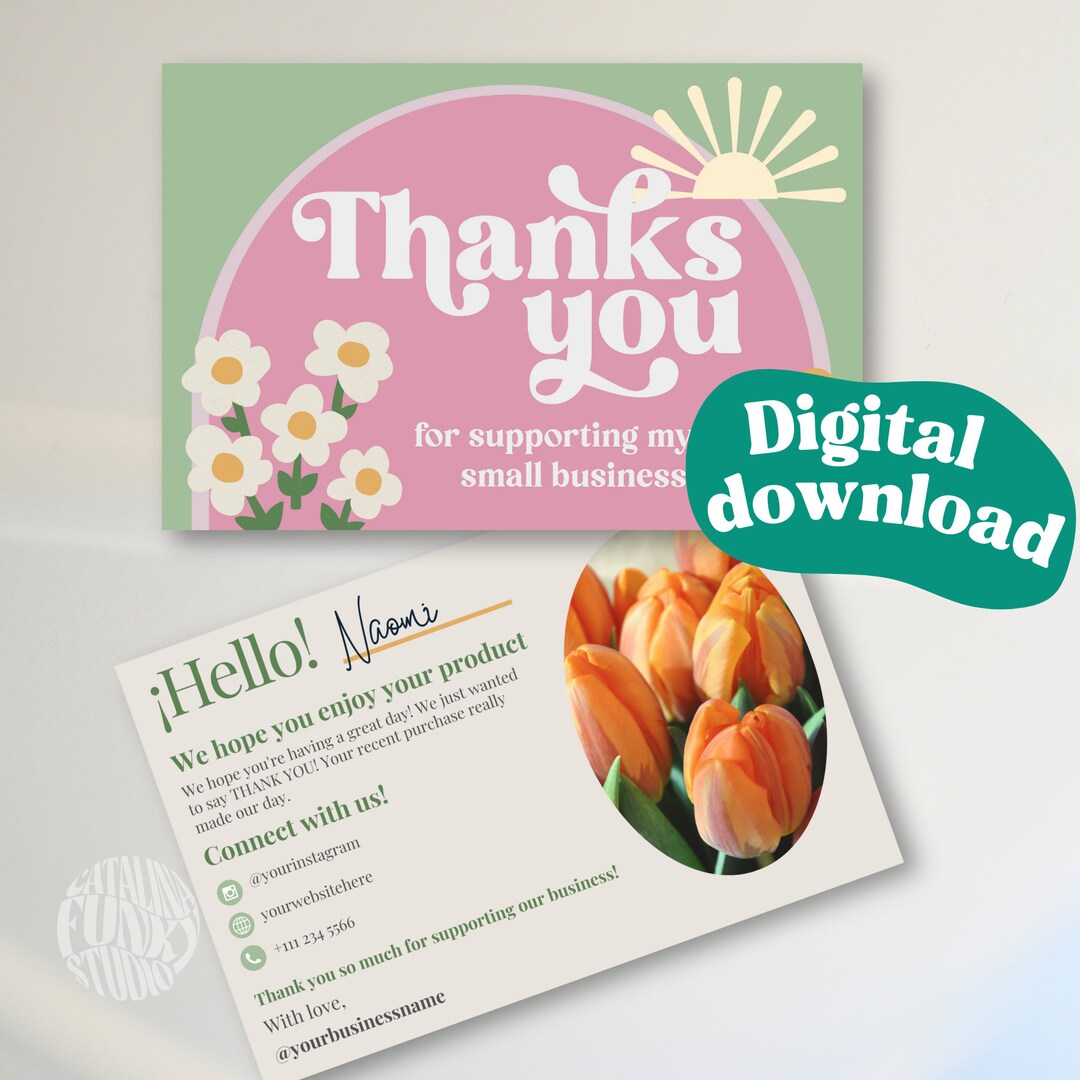 Floral Thank You Card Template | Editable Canva Insert | Pastel ...