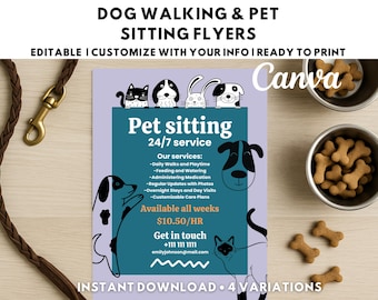 Dog Walker Flyer Template: Editable Pet Care Service Ad (US Letter)
