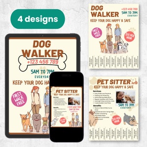 Dog Walker & Pet Sitter Flyer Template: Editable Pet Care Brochure (Digital Download)