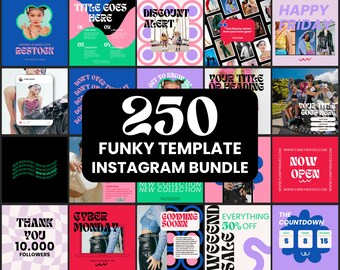 Retro Instagram Templates: Funky Social Media Bundle (Canva)