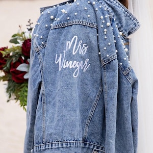 Embroidered Bride Denim Jacket, Bride Jean Jacket, Future Mrs Jacket, Custom Personalized Jacket, Wedding Jean Jacket, Wedding ESE021.B.N.C