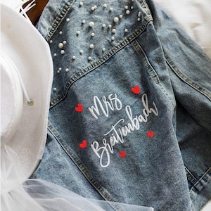 Custom Embroidered Bride Denim Jacket, Bride Jean Jacket, Future Mrs Jacket, Custom Personalized Jacket,Wedding Jean Jacket ESE058-060.B.N.C