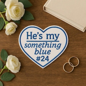 Iron On Sew On Wedding Dress Patch Something blue, Personalized Police Wife Wedding Dress Patch, Something Blue Wedding Heart EPE012.C