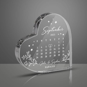 Personalized Wedding Gift, Married Calendar Acrylic Plaque, Wedding Gift for Couple, Married Plaque Gift for Couple, POE004.C