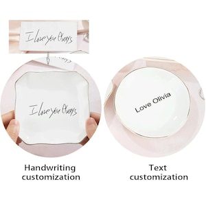 Personalised Ceramic Ring Dish Jewellery Tray Organizer with Handwriting Photo and Text Wedding,Engagement Gift,Wedding Jewelry DishPCE003.C