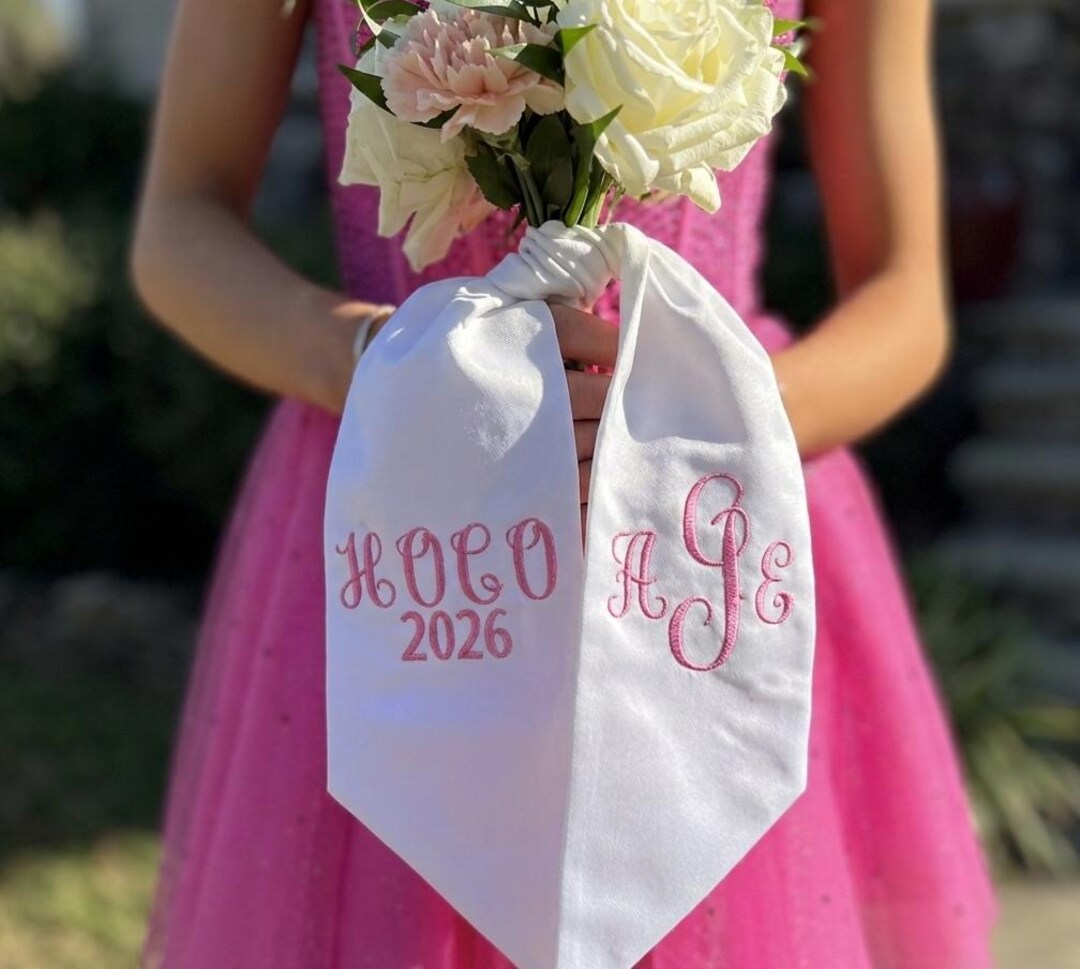 Prom Ribbon Custom Embroidered Bouquet Sash: HOCO Prom Ribbon With Name, School ...