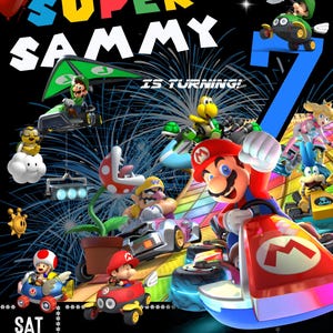 Super Mario Mario cart invitation Printable and downloadable Super Mario Mario cart birthday party invitation boys girls