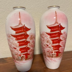 A pair of NORITAKE Bone China Nippon TOKI KAISHA Vases
