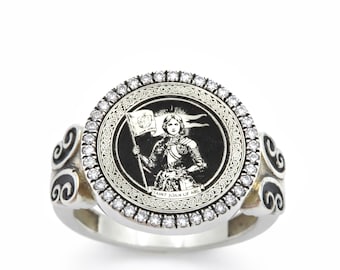 Saint Joan of Arc Protection Ring in Oxidized 925 Silver – Catholic Warrior Saint Talisman